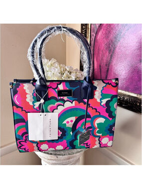 TRINA TURK FLORAL CLOUD PRINTED MIDSIZE SATCHEL NEW WITH TAGS